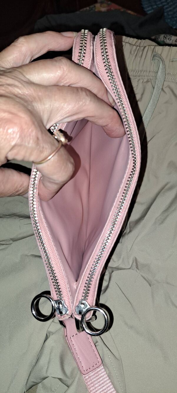 Lululemon Double Up Pouch Wristlet Misty Pink Double Zip Wallet Silver Hardware - Picture 5 of 7